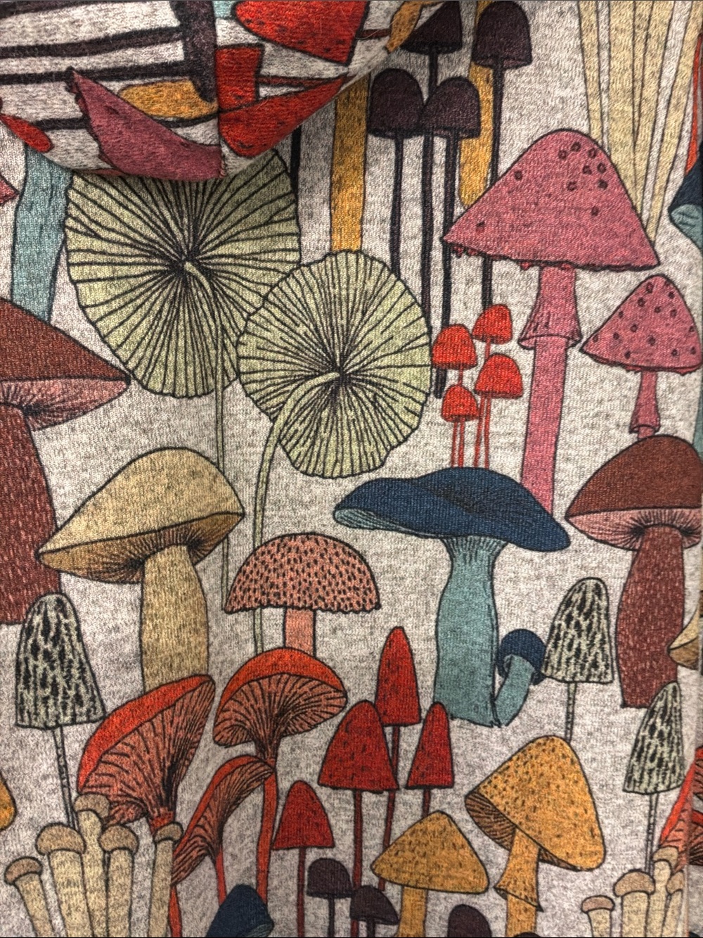 Mushroom Print Hooded Sweater - Multicolor